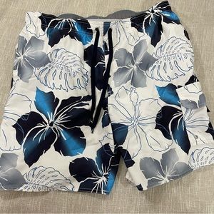Croft & Barrow White Tropical Mens Swim Trunks Size M